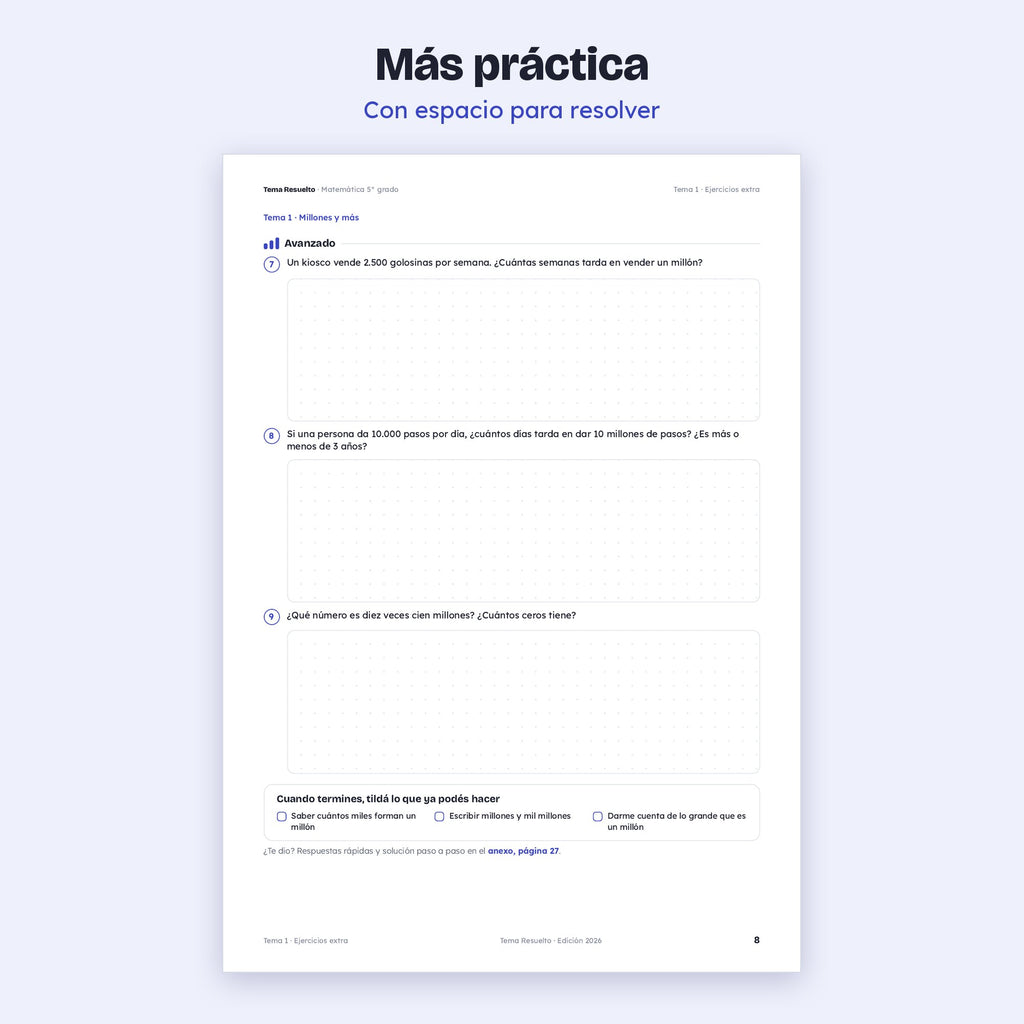 5to grado · Ejercicios extra del año