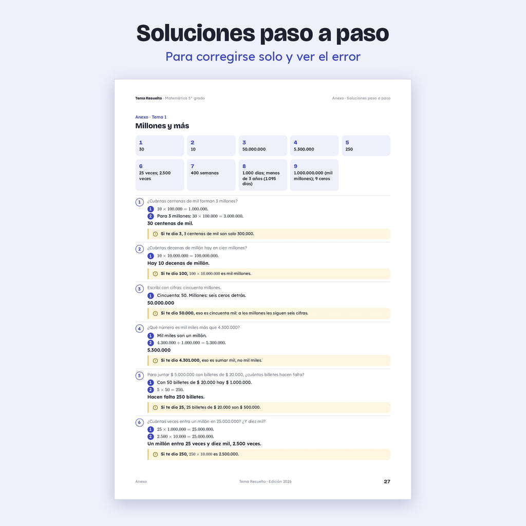 5to grado · Ejercicios extra del año