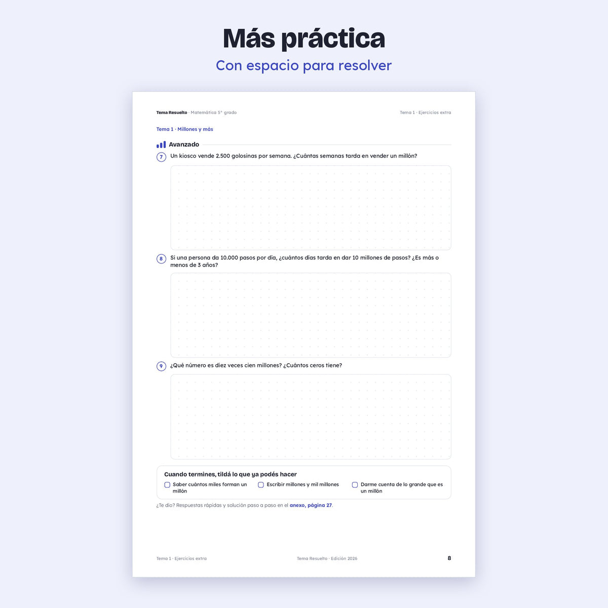5to grado · Unidad 1: Ejercicios extra