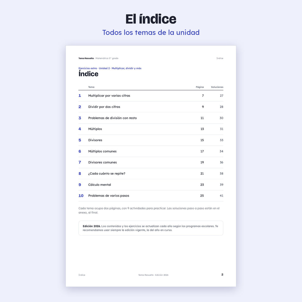 5to grado · Unidad 2: Ejercicios extra