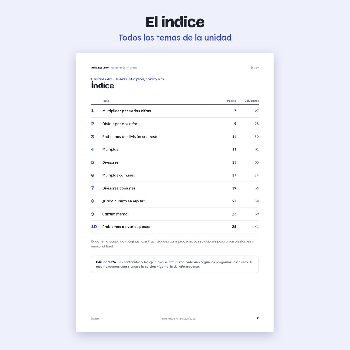 5to grado · Unidad 2: Ejercicios extra