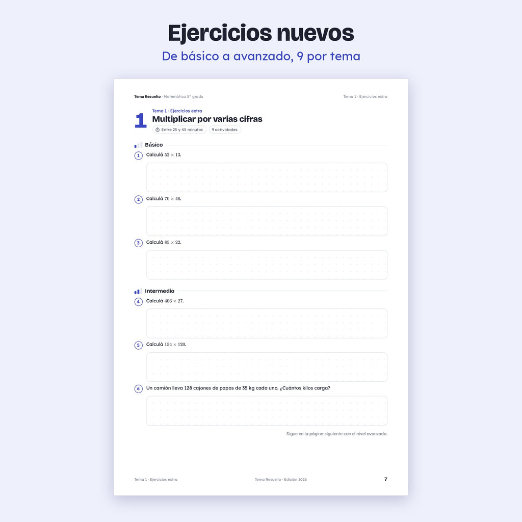 5to grado · Unidad 2: Ejercicios extra