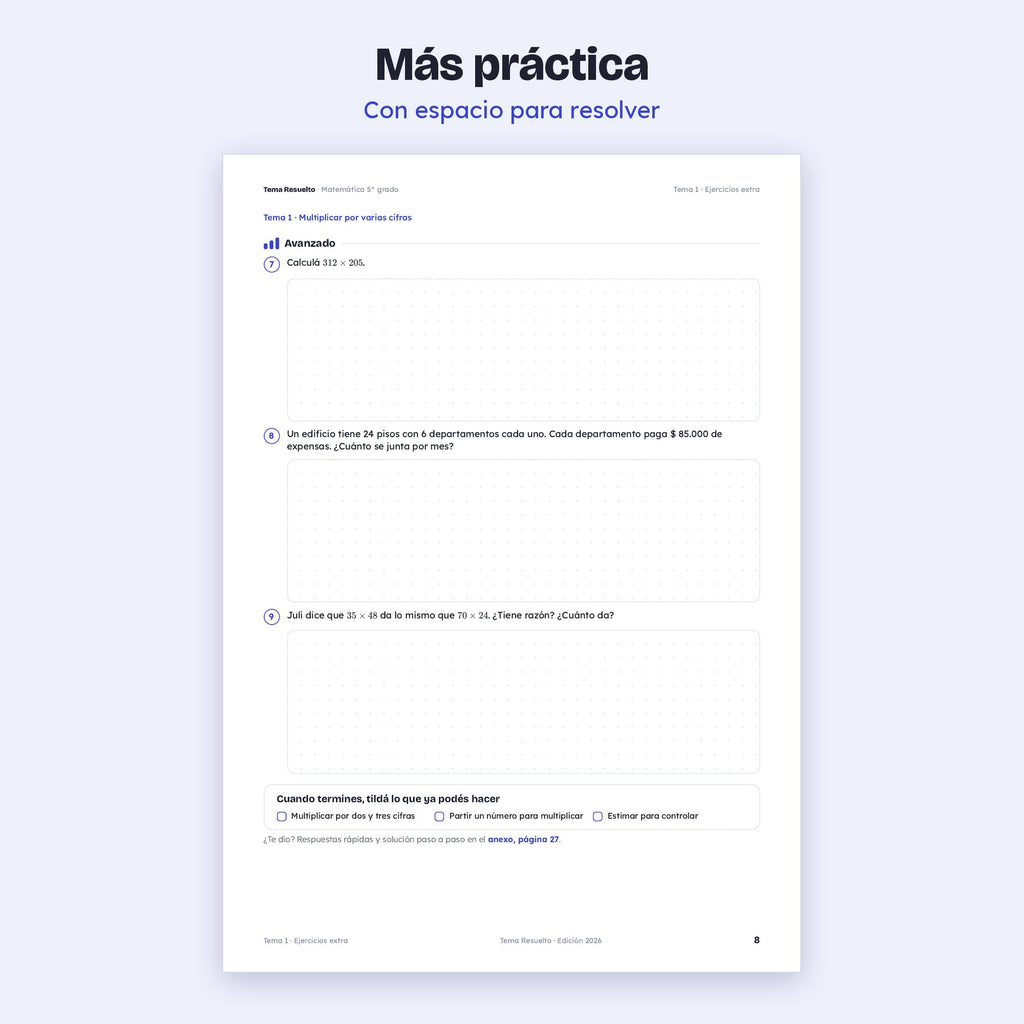 5to grado · Unidad 2: Ejercicios extra