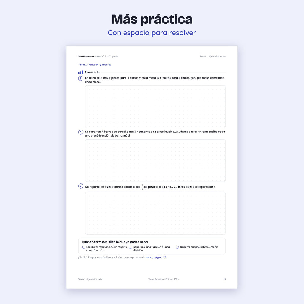 5to grado · Unidad 3: Ejercicios extra