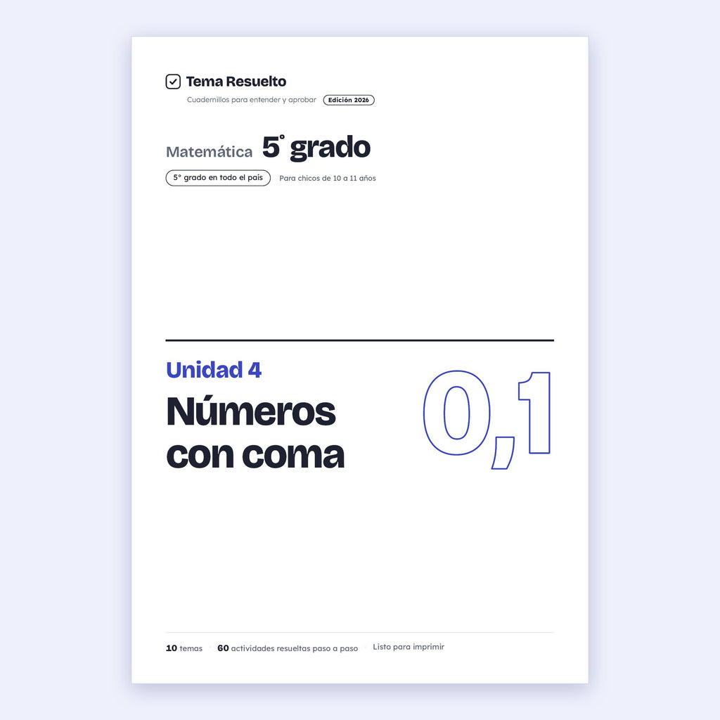 5to grado · Unidad 4: Números con coma