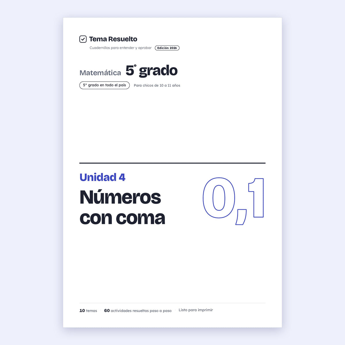 5to grado · Unidad 4: Números con coma