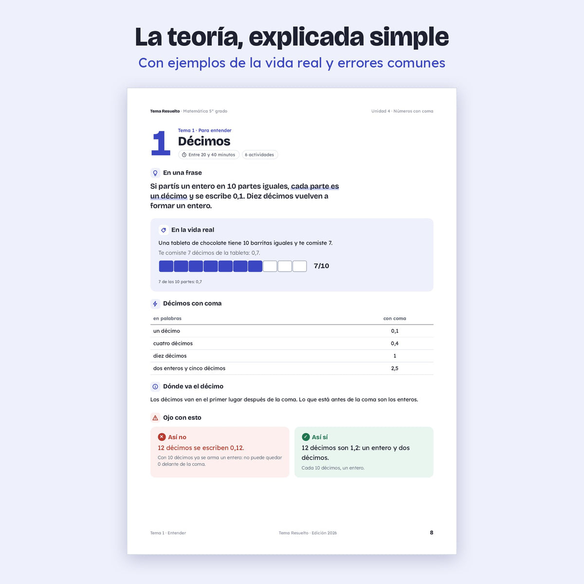 5to grado · Unidad 4: Números con coma