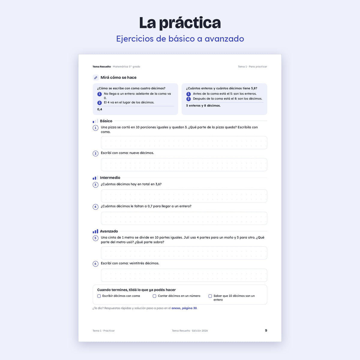 5to grado · Unidad 4: Números con coma