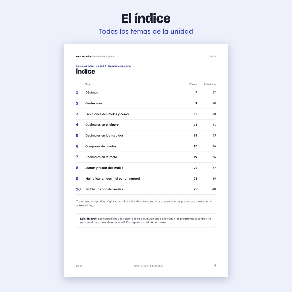 5to grado · Unidad 4: Ejercicios extra