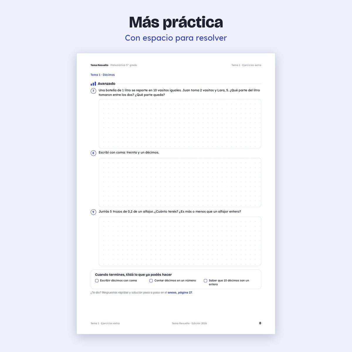 5to grado · Unidad 4: Ejercicios extra