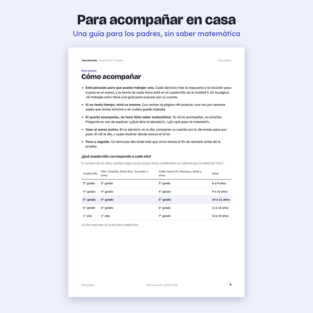 5to grado · Unidad 5: Ejercicios extra