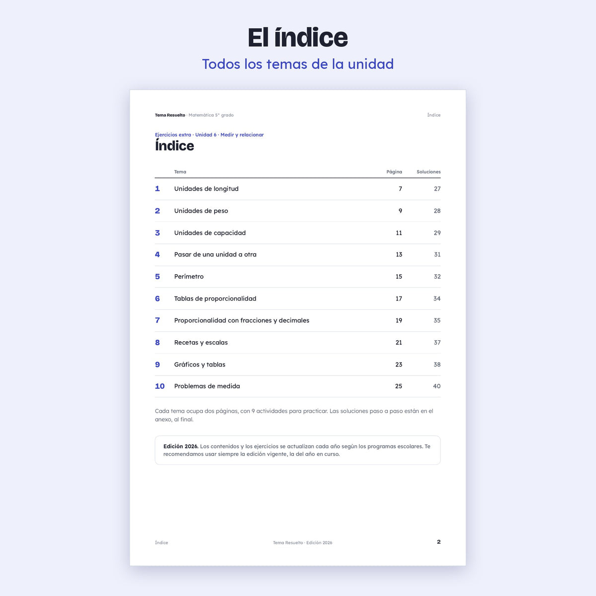 5to grado · Unidad 6: Ejercicios extra