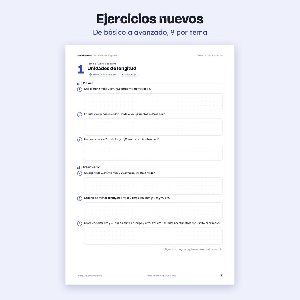 5to grado · Unidad 6: Ejercicios extra