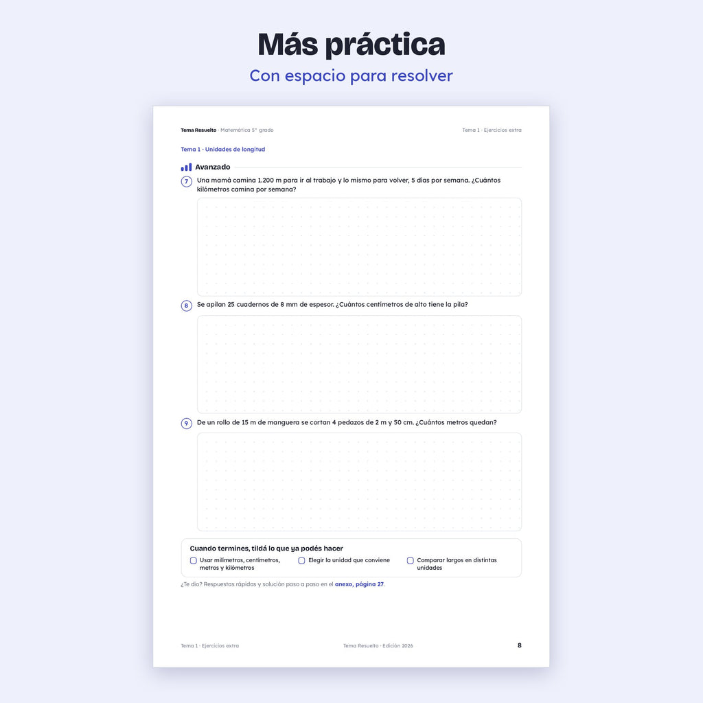 5to grado · Unidad 6: Ejercicios extra
