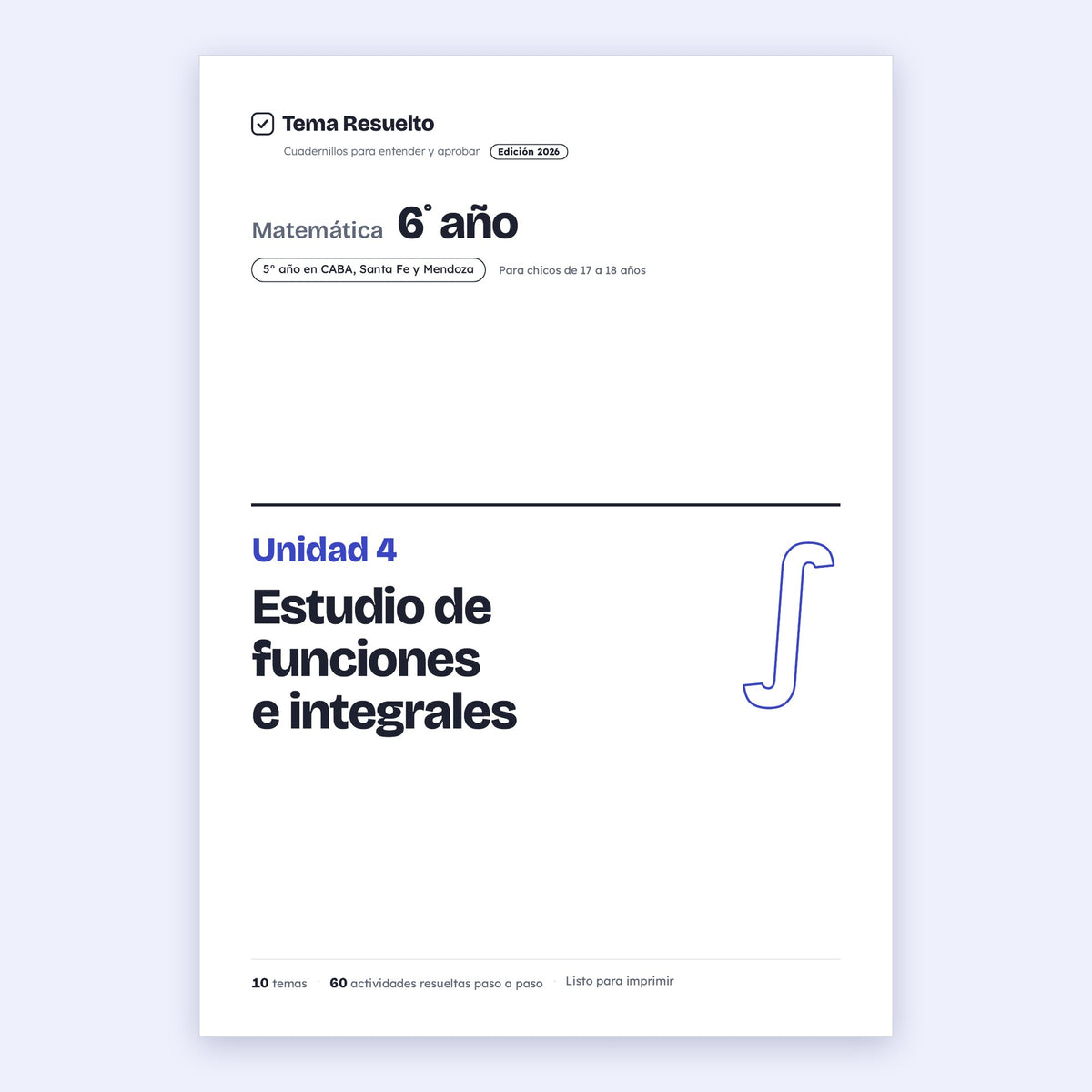 6to año (5to CABA) · Unidad 4: Estudio de funciones e integrales