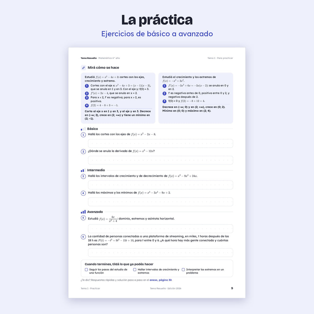 6to año (5to CABA) · Unidad 4: Estudio de funciones e integrales