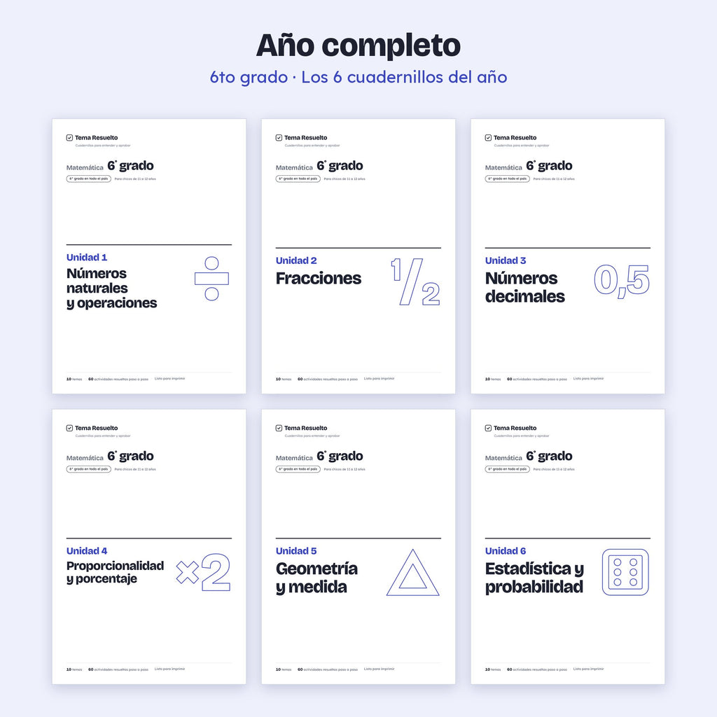 6to grado · Año completo – Portadas de los cuadernillos