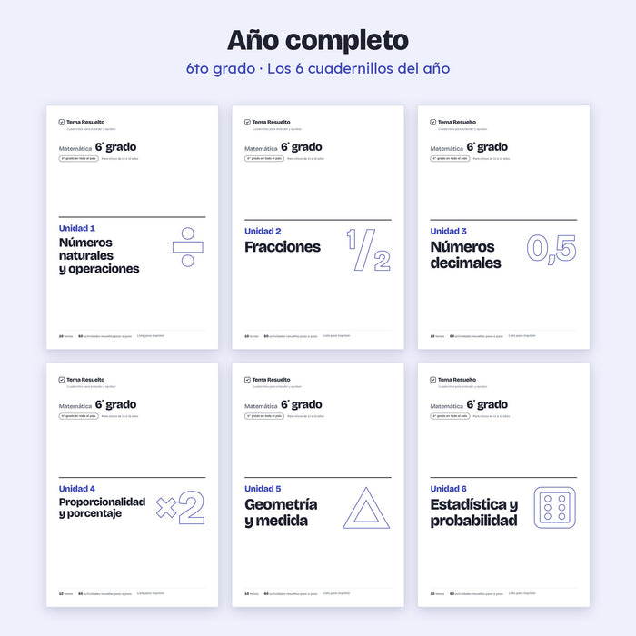 6to grado · Año completo – Portadas de los cuadernillos
