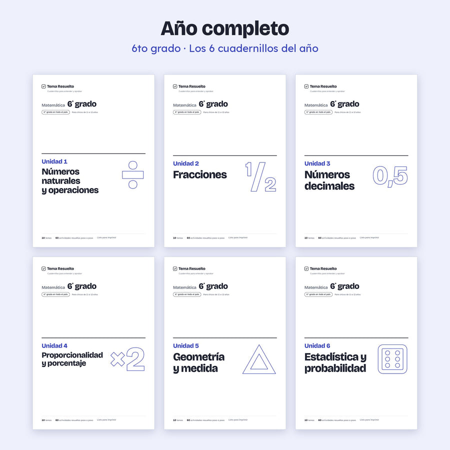 6to grado · Año completo – Portadas de los cuadernillos