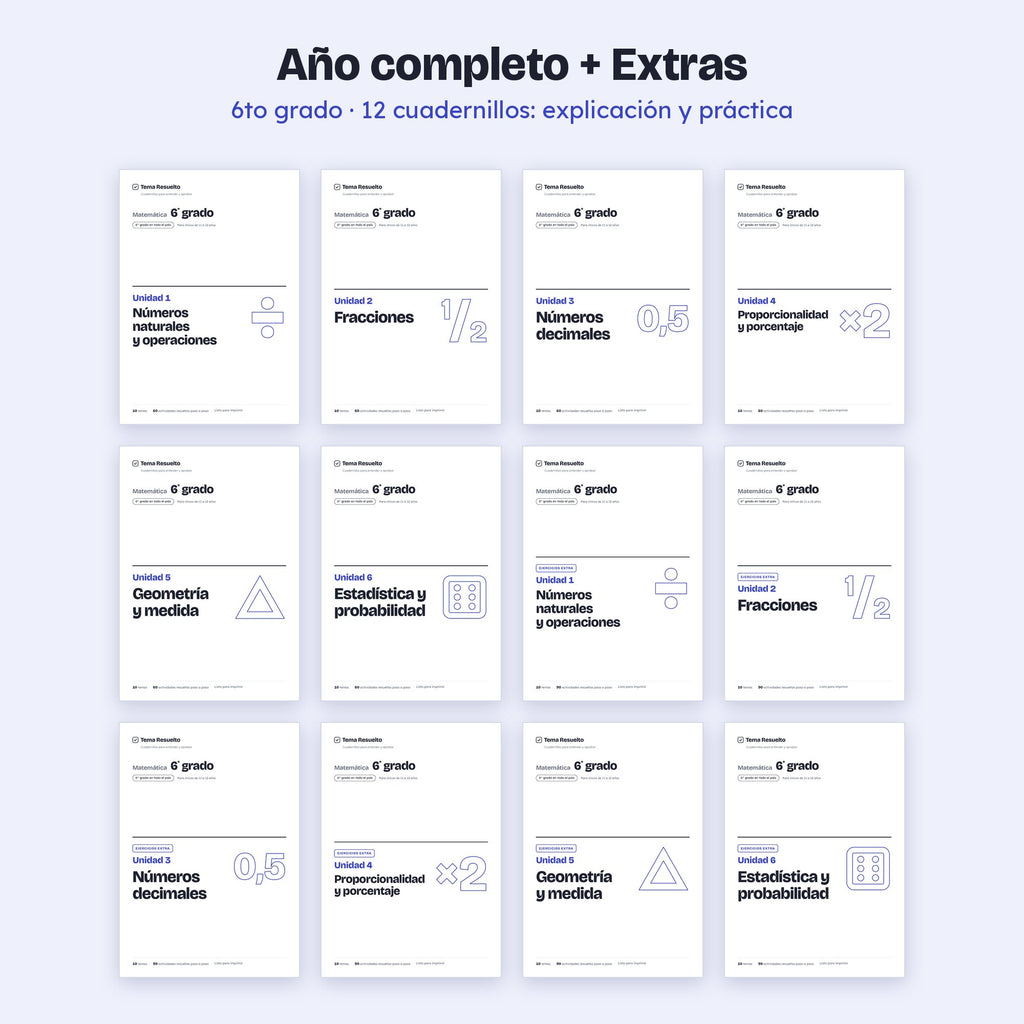 6to grado · Año completo + Extras – Portadas de los cuadernillos
