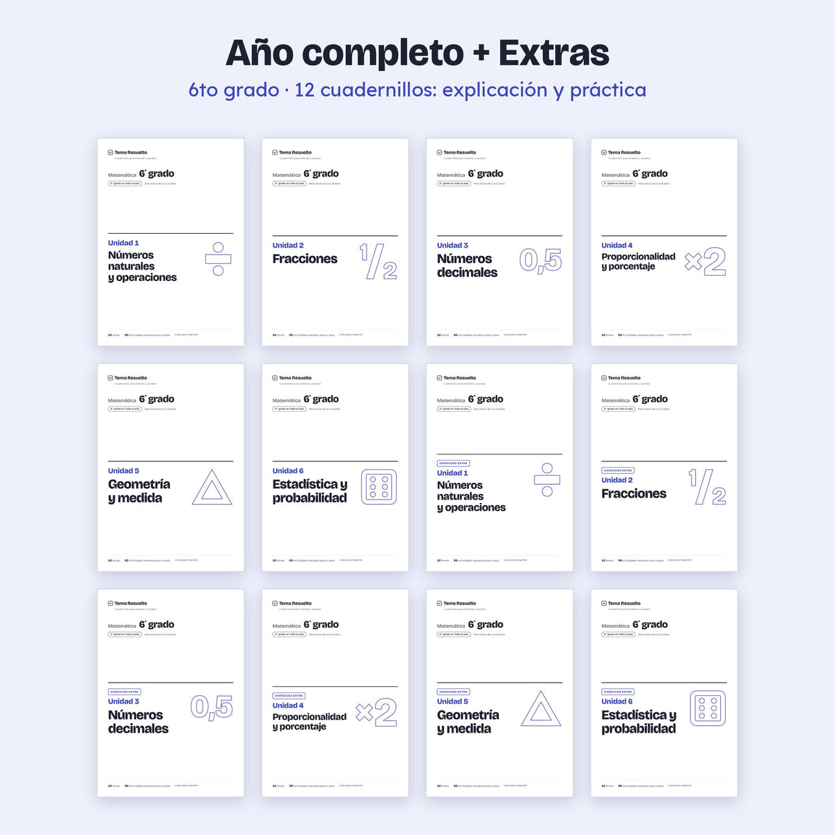 6to grado · Año completo + Extras – Portadas de los cuadernillos