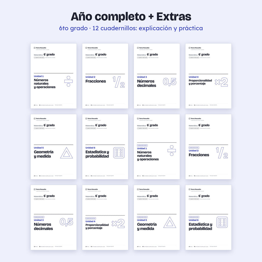 6to grado · Año completo + Extras – Portadas de los cuadernillos