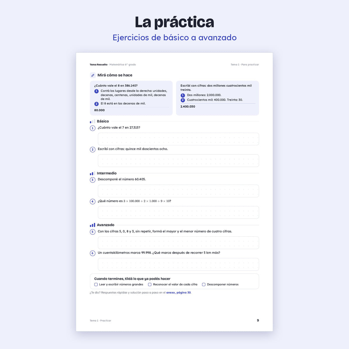 6to grado · Año completo + Extras – Ejercicios de práctica