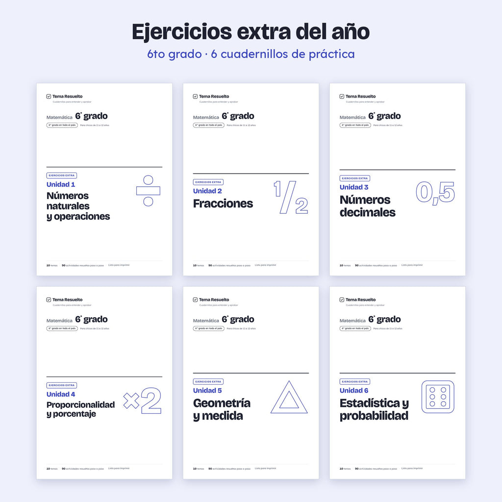 6to grado · Ejercicios extra del año – Portadas de los cuadernillos
