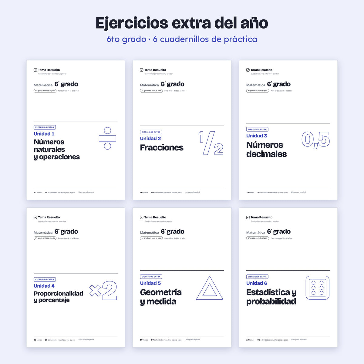 6to grado · Ejercicios extra del año – Portadas de los cuadernillos