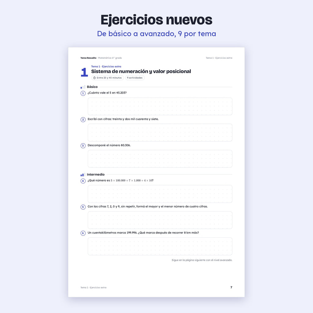 6to grado · Ejercicios extra del año – Ejercicios de práctica