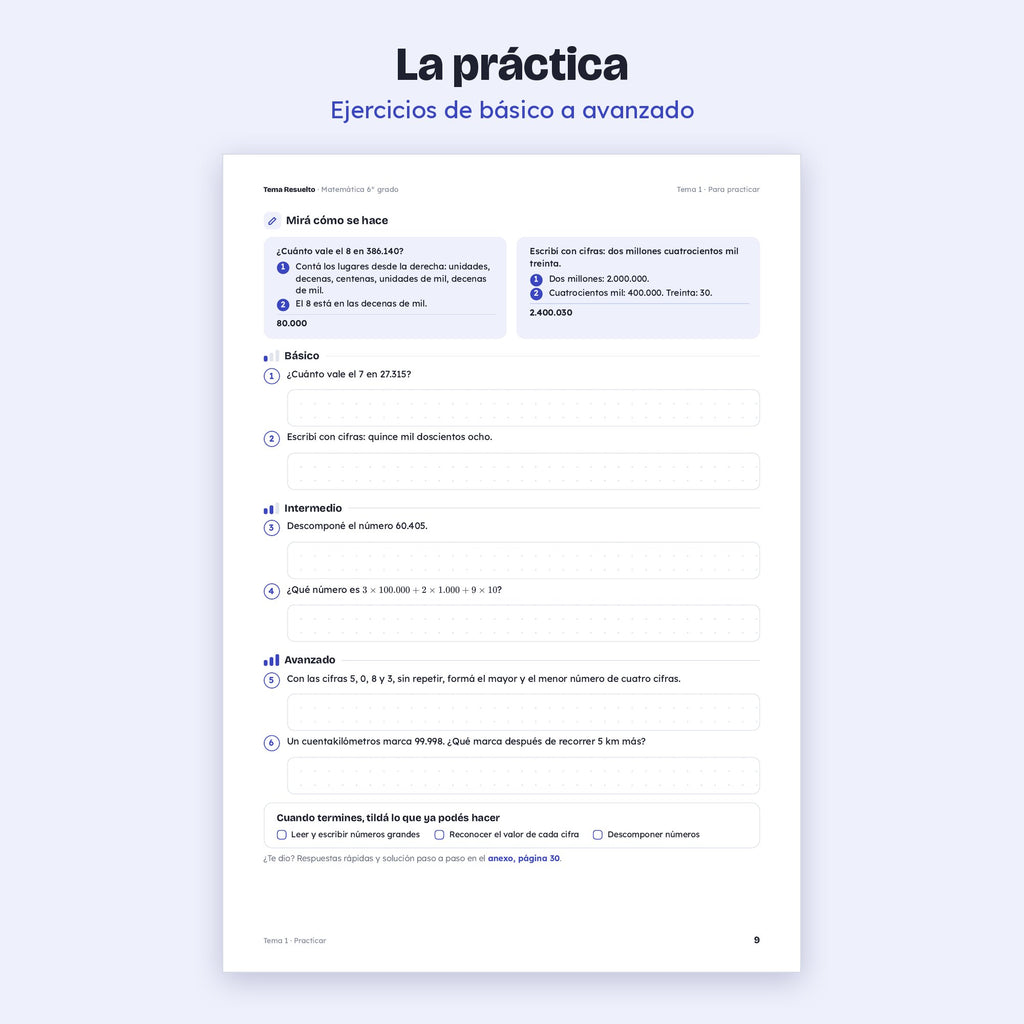 6to grado · Unidad 1: Naturales – Ejercicios de práctica
