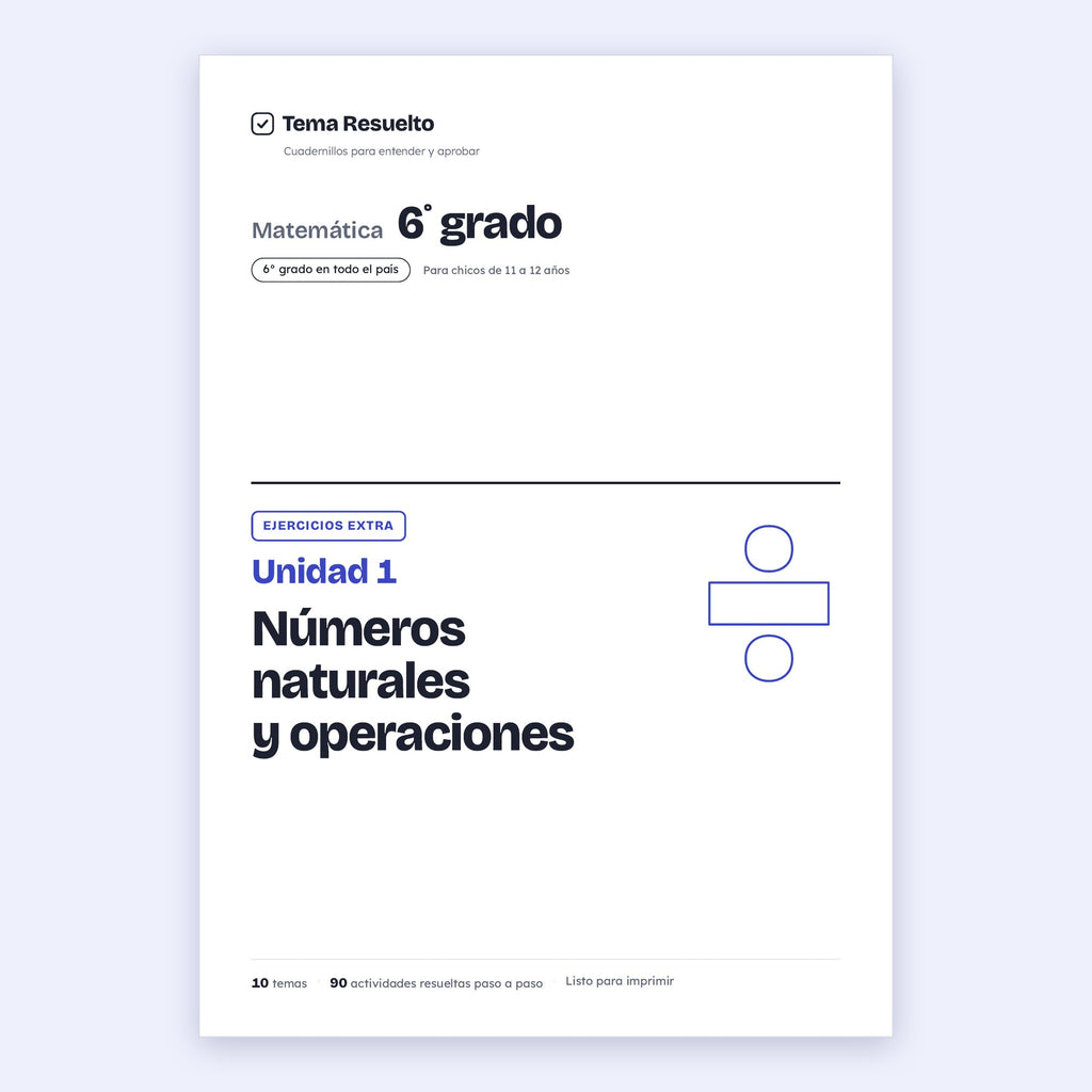 6to grado · Unidad 1: Ejercicios extra – Portada