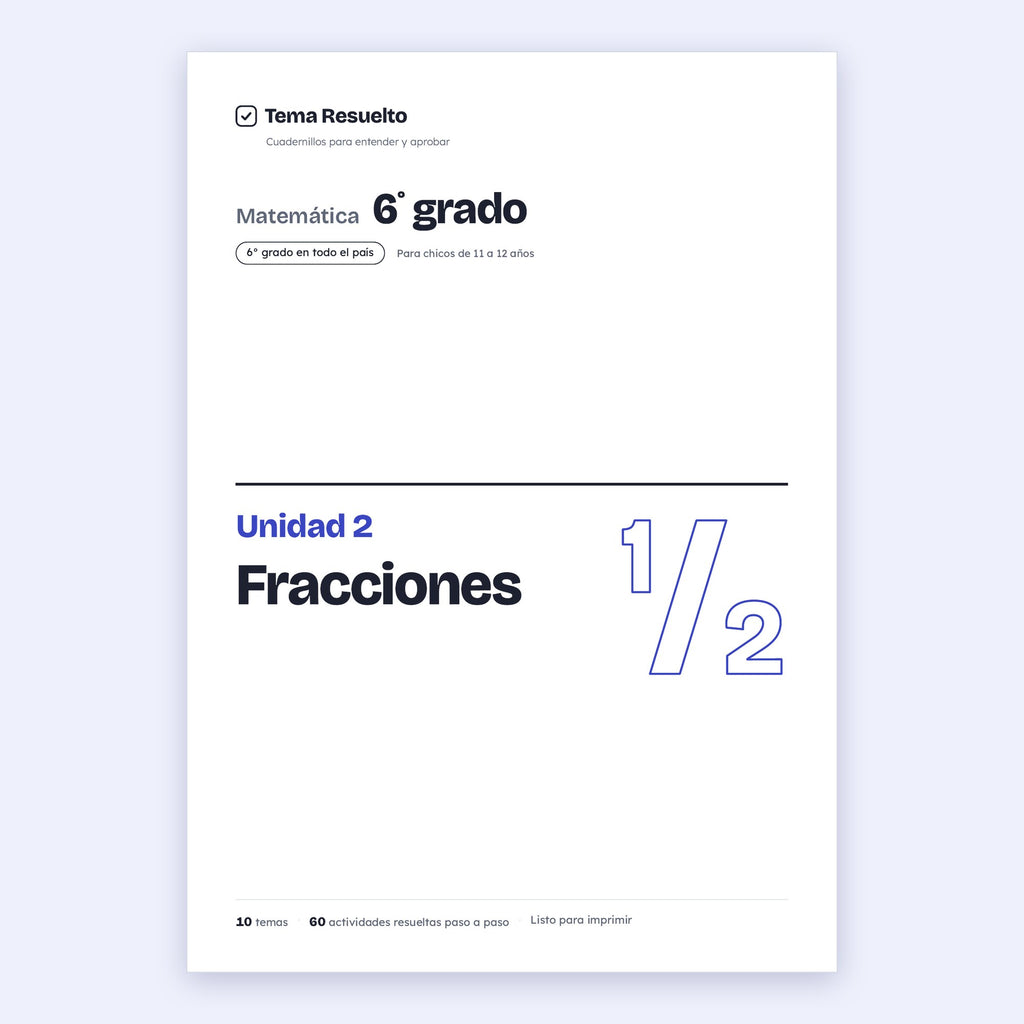 6to grado · Unidad 2: Fracciones – Portada