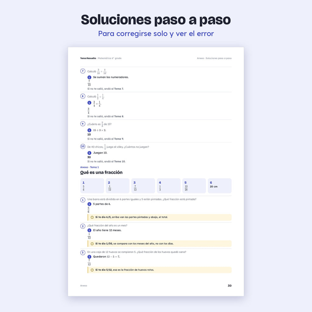 6to grado · Unidad 2: Fracciones – Soluciones paso a paso