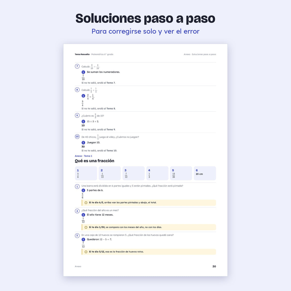 6to grado · Unidad 2: Fracciones – Soluciones paso a paso