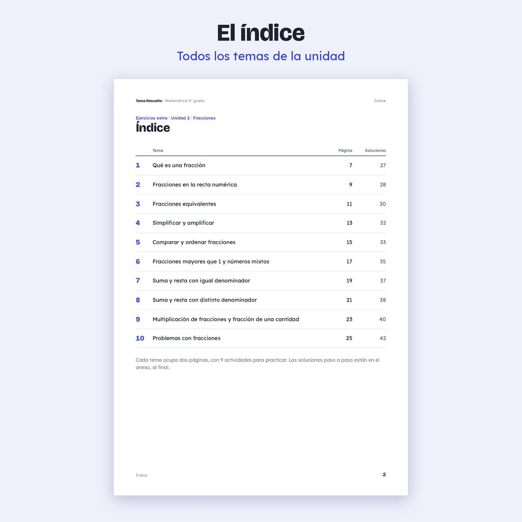 6to grado · Unidad 2: Ejercicios extra – Índice