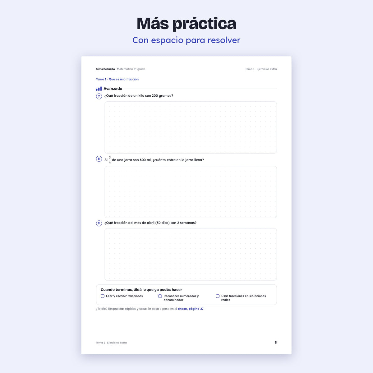 6to grado · Unidad 2: Ejercicios extra – Más ejercicios de práctica