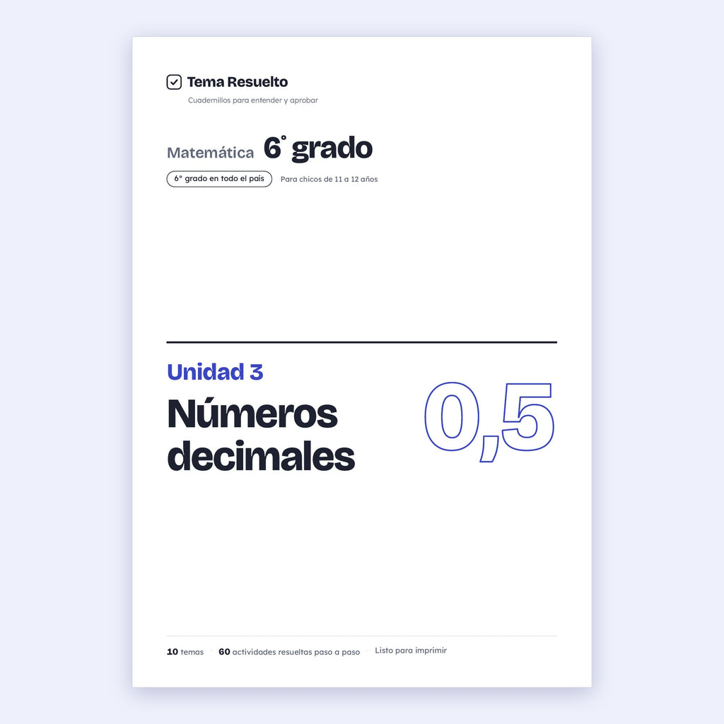 6to grado · Unidad 3: Decimales – Portada