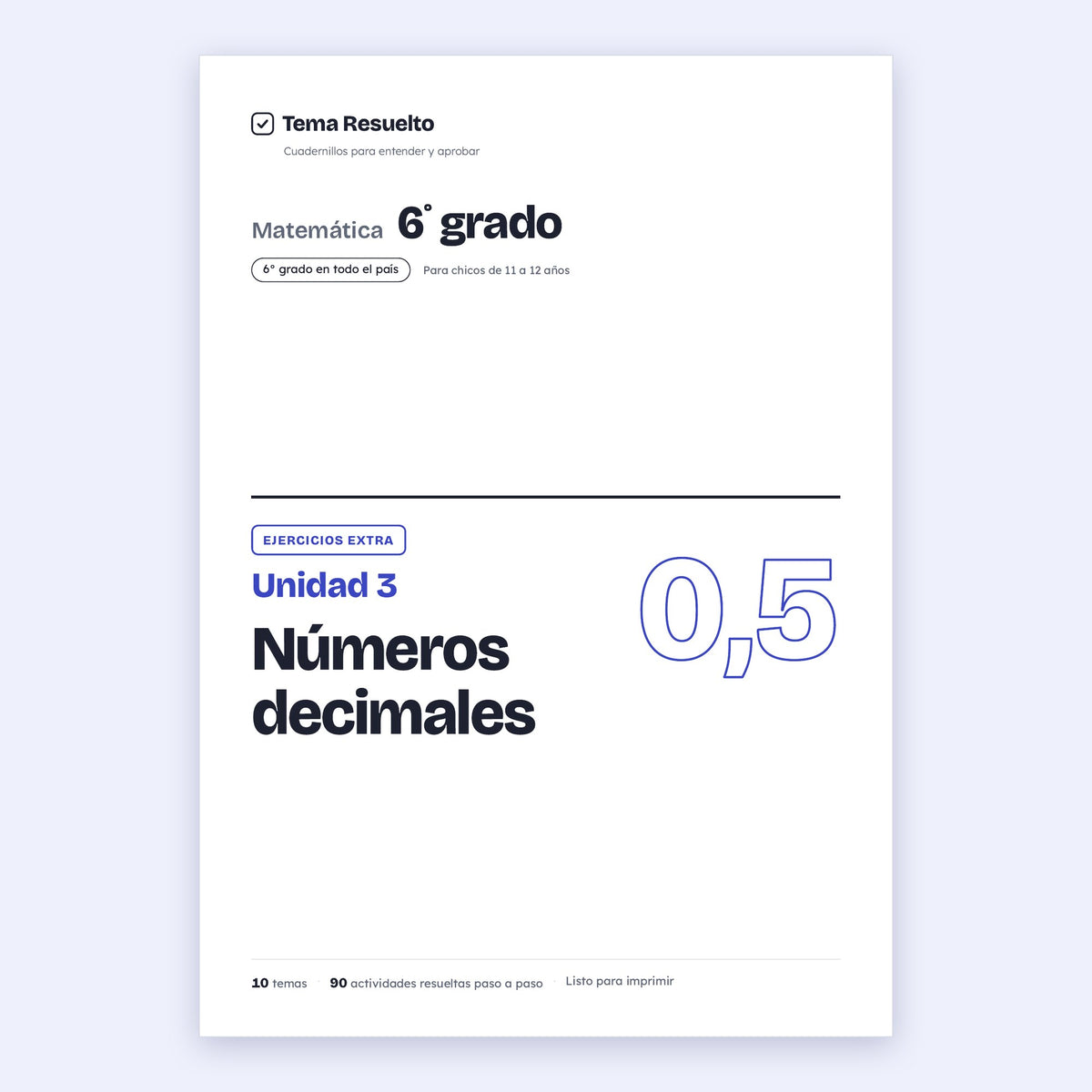 6to grado · Unidad 3: Ejercicios extra – Portada