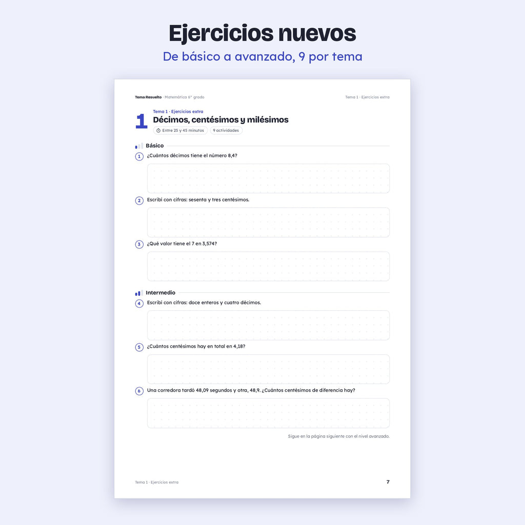 6to grado · Unidad 3: Ejercicios extra – Ejercicios de práctica