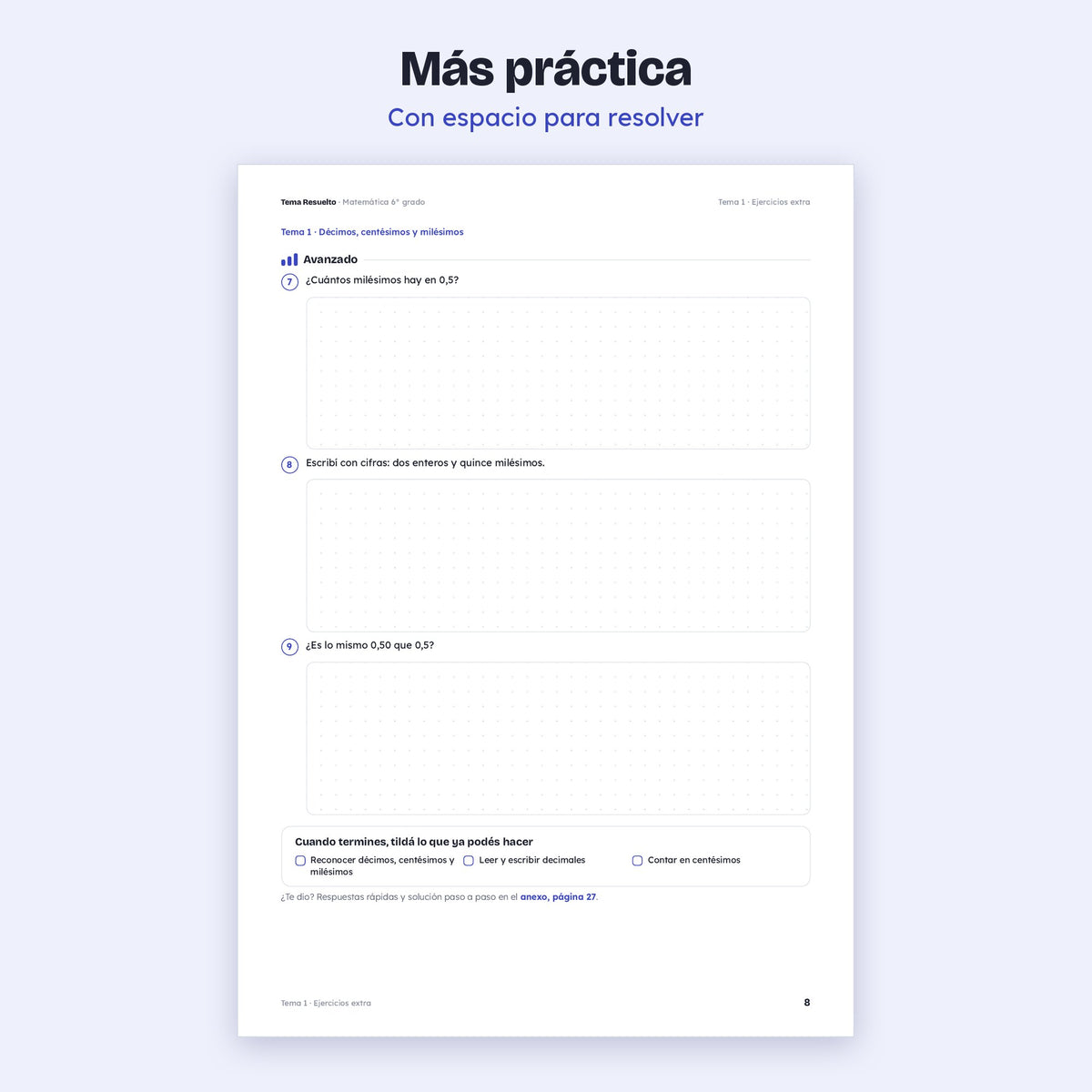 6to grado · Unidad 3: Ejercicios extra – Más ejercicios de práctica