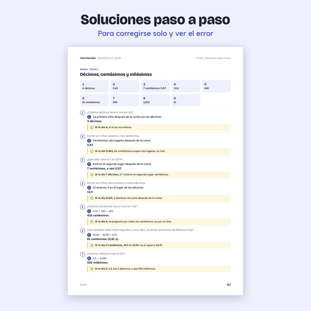 6to grado · Unidad 3: Ejercicios extra – Soluciones paso a paso