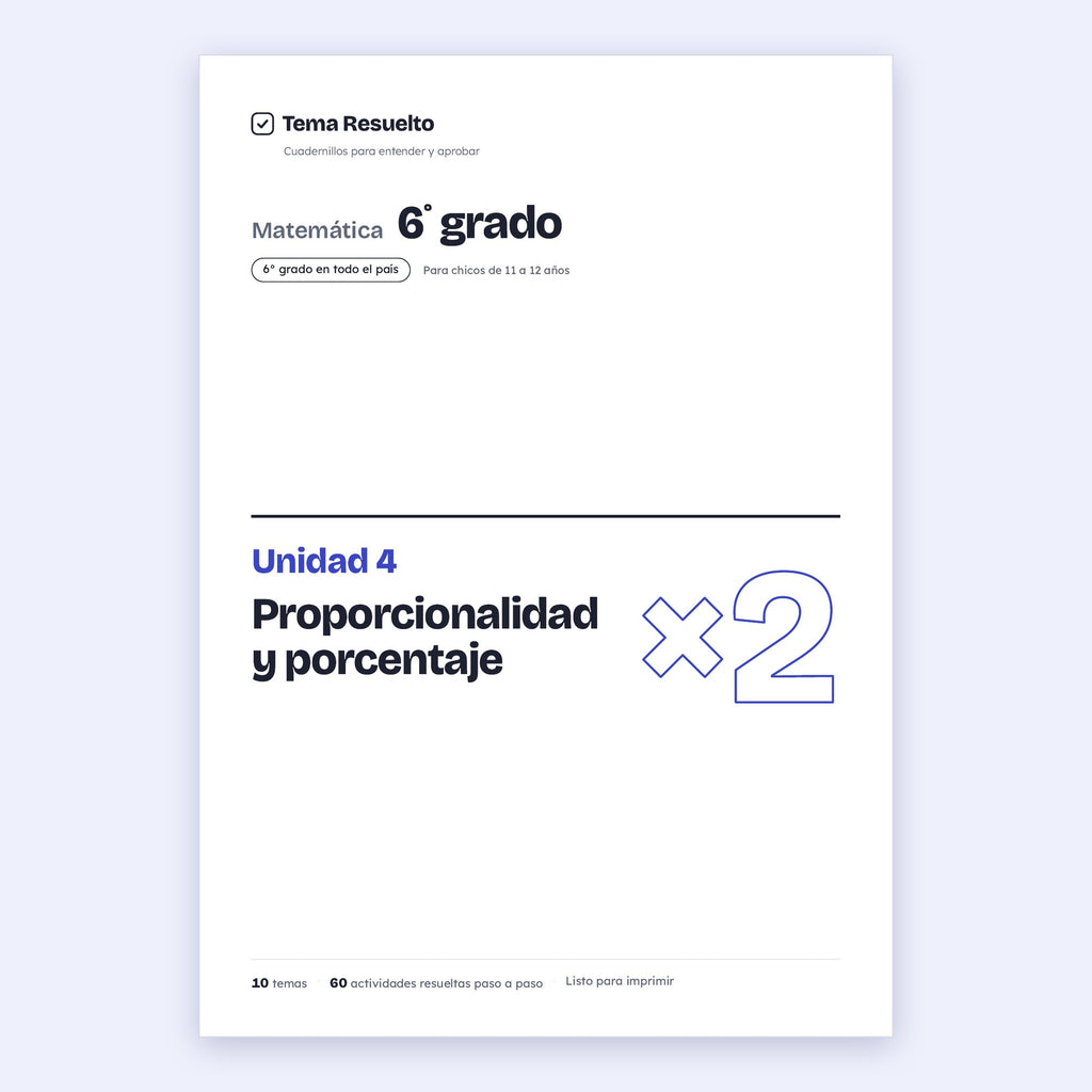 6to grado · Unidad 4: Proporcionalidad – Portada