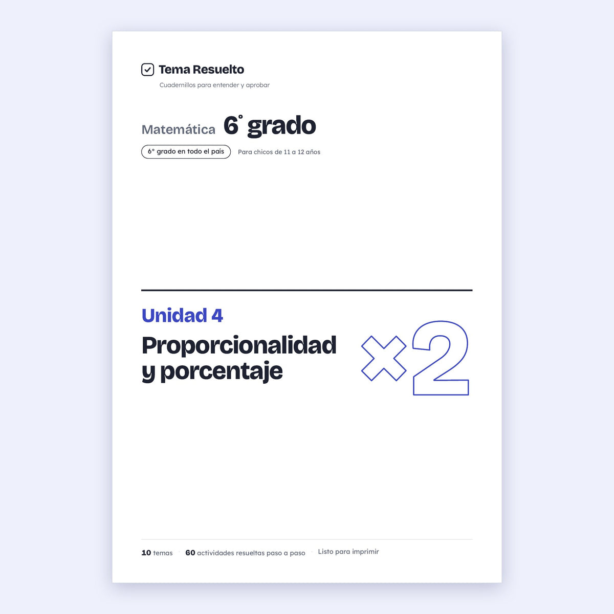 6to grado · Unidad 4: Proporcionalidad – Portada