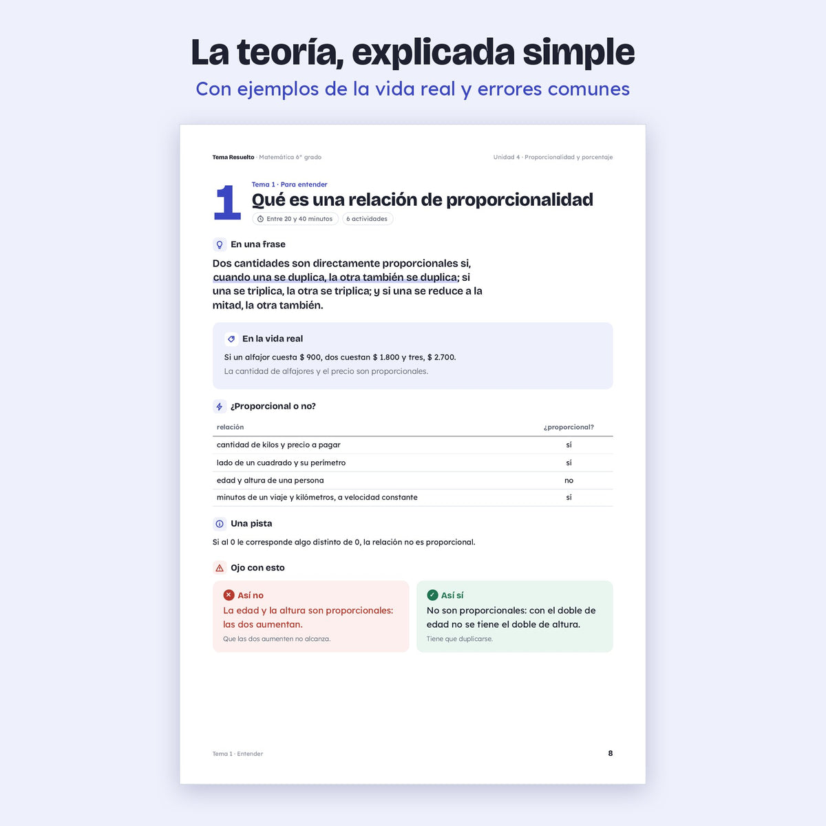 6to grado · Unidad 4: Proporcionalidad – Teoría explicada paso a paso