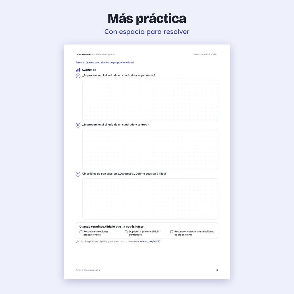 6to grado · Unidad 4: Ejercicios extra – Más ejercicios de práctica