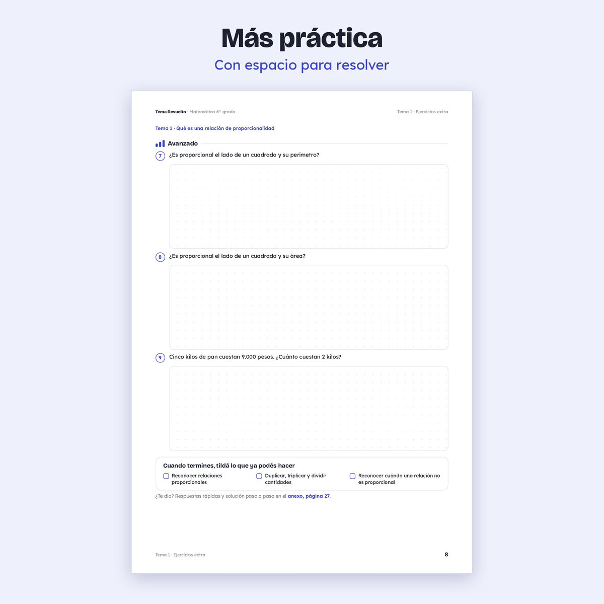6to grado · Unidad 4: Ejercicios extra – Más ejercicios de práctica