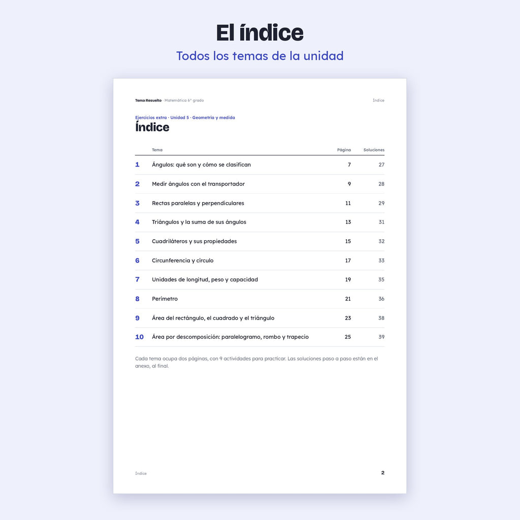 6to grado · Unidad 5: Ejercicios extra – Índice