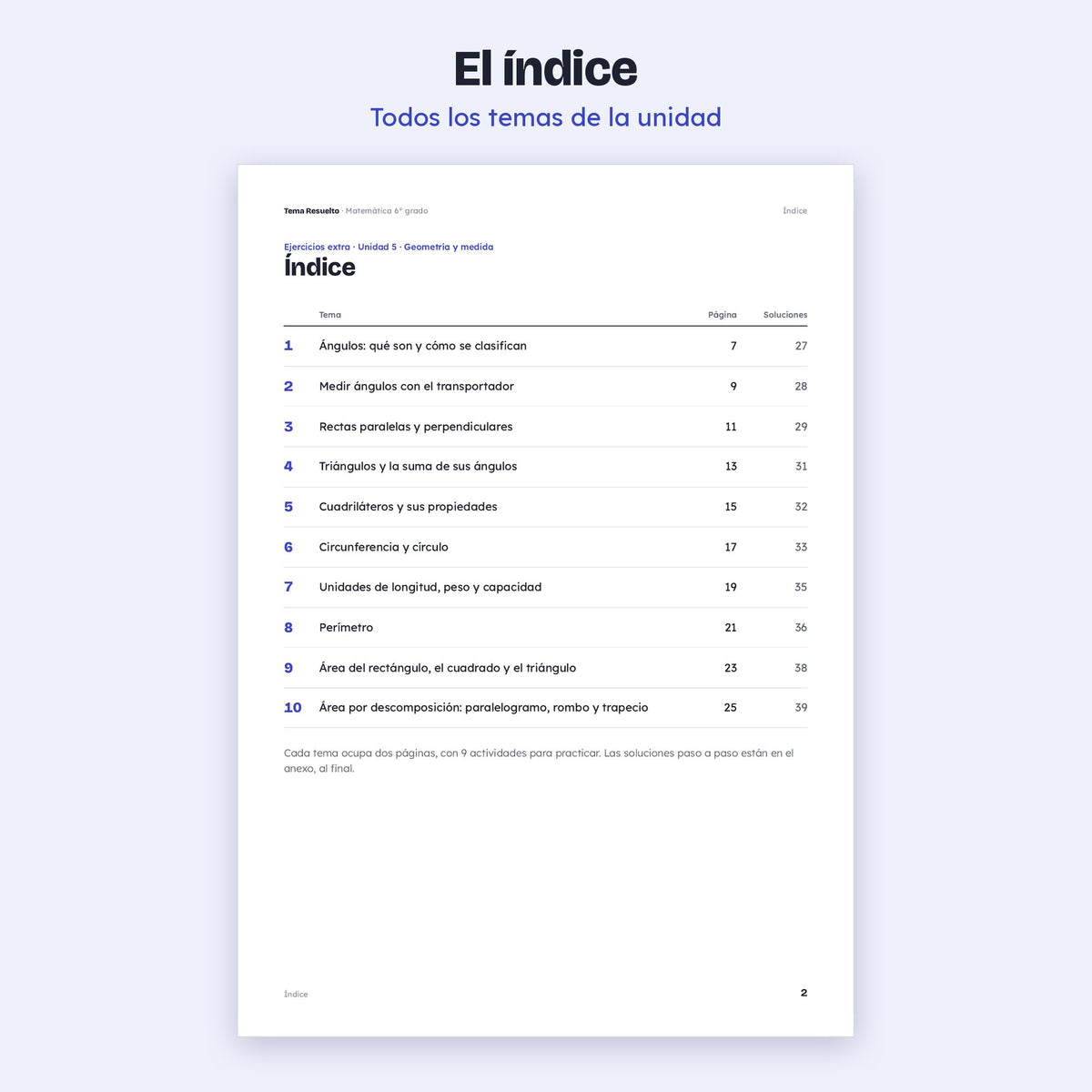 6to grado · Unidad 5: Ejercicios extra – Índice