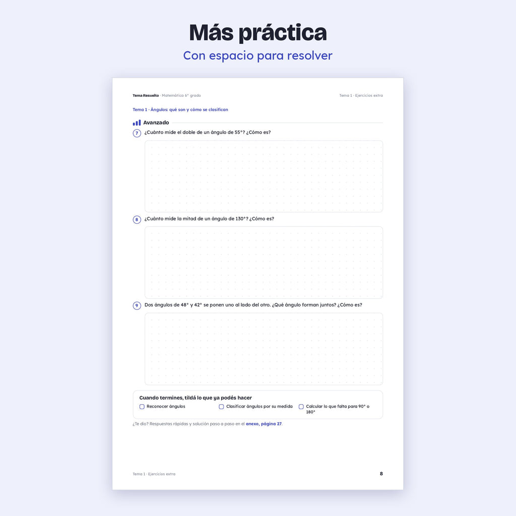 6to grado · Unidad 5: Ejercicios extra – Más ejercicios de práctica